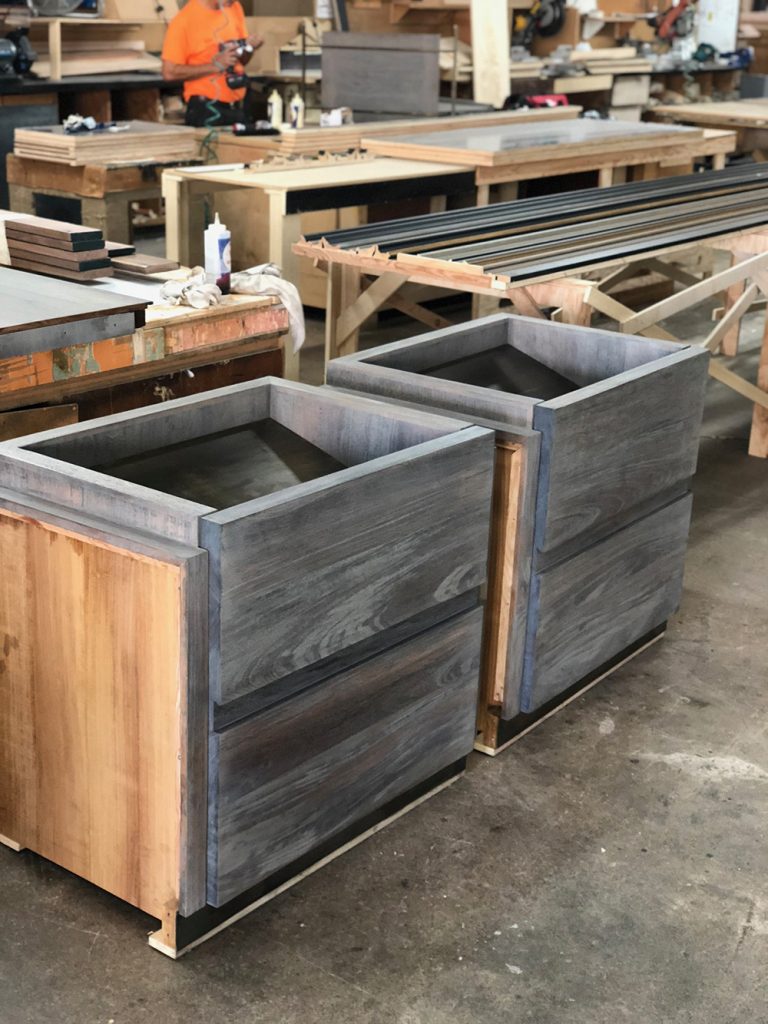 Custom Teak Towel Station – 111 Murray, NYC